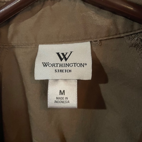 3/4 sleeve brown button down shirt - Picture 2 of 4